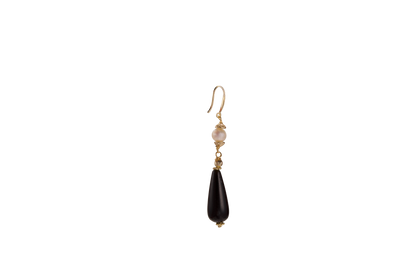 Midnight Glow – Black Onyx & Pearl Earrings
