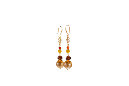 Gleaming Petals · Shell Pearl, Agate & Crystal Earrings
