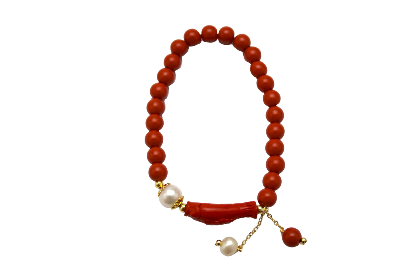 Zhuxin – Cinnabar & Pearl Charm Bracelet