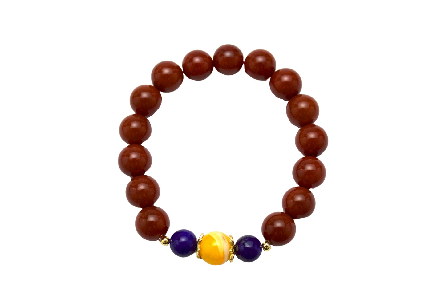 "ZhuYan" - Nanhong Agate, Lapis Lazuli & Pearl Shell Beaded Bracelet