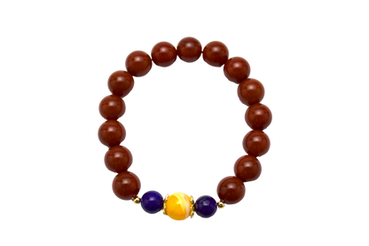 "ZhuYan" - Nanhong Agate, Lapis Lazuli & Pearl Shell Beaded Bracelet