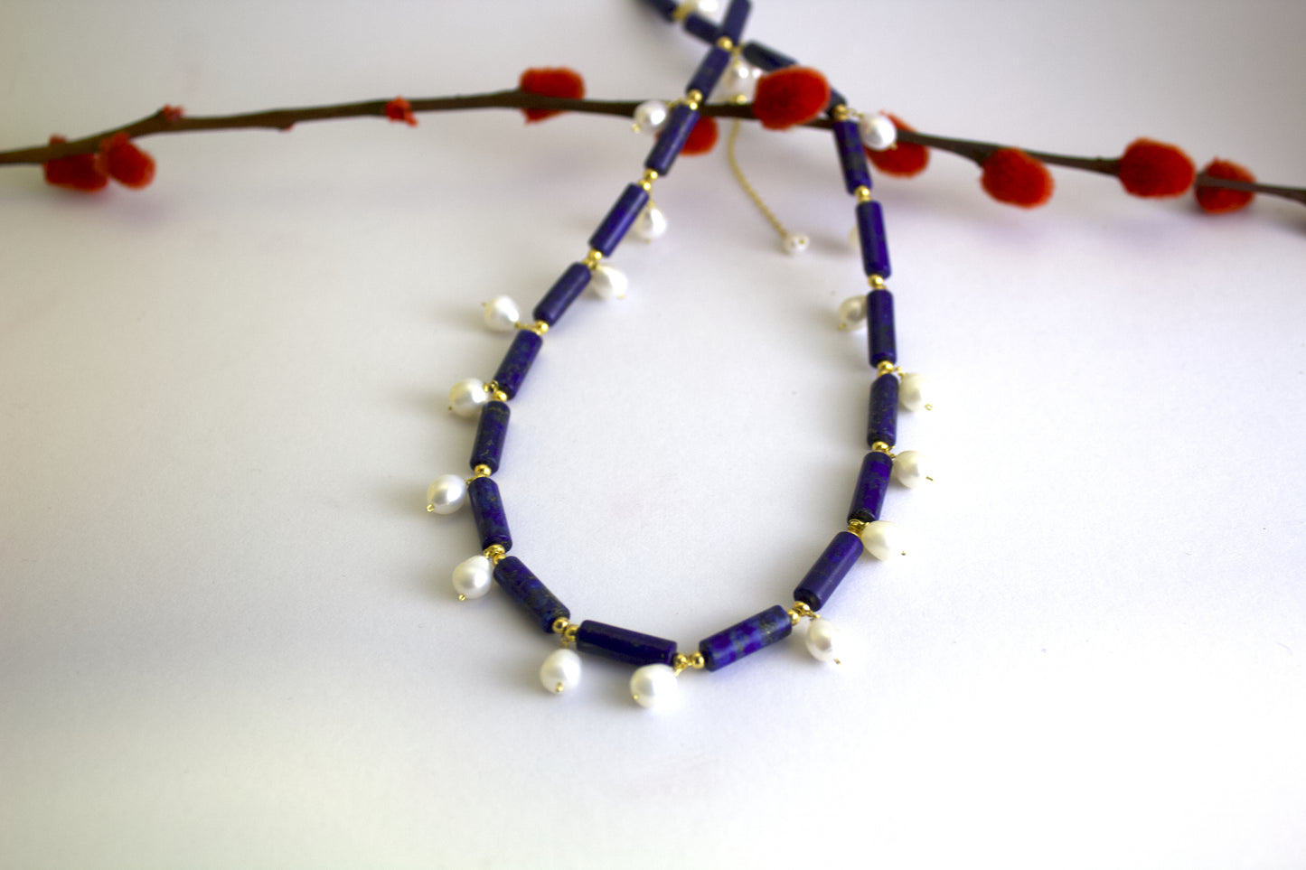 Blue Overture – Lapis Lazuli, Pearl & 18k Gold Vermeil Drop Necklace