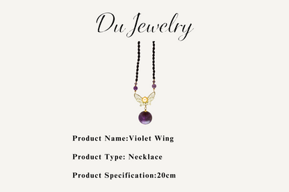 Violet Wing – Amethyst & Pearl Necklace