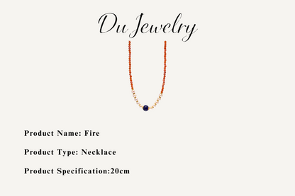 Fire - Lapis Lazuli × Red Agate × Pearl Necklace