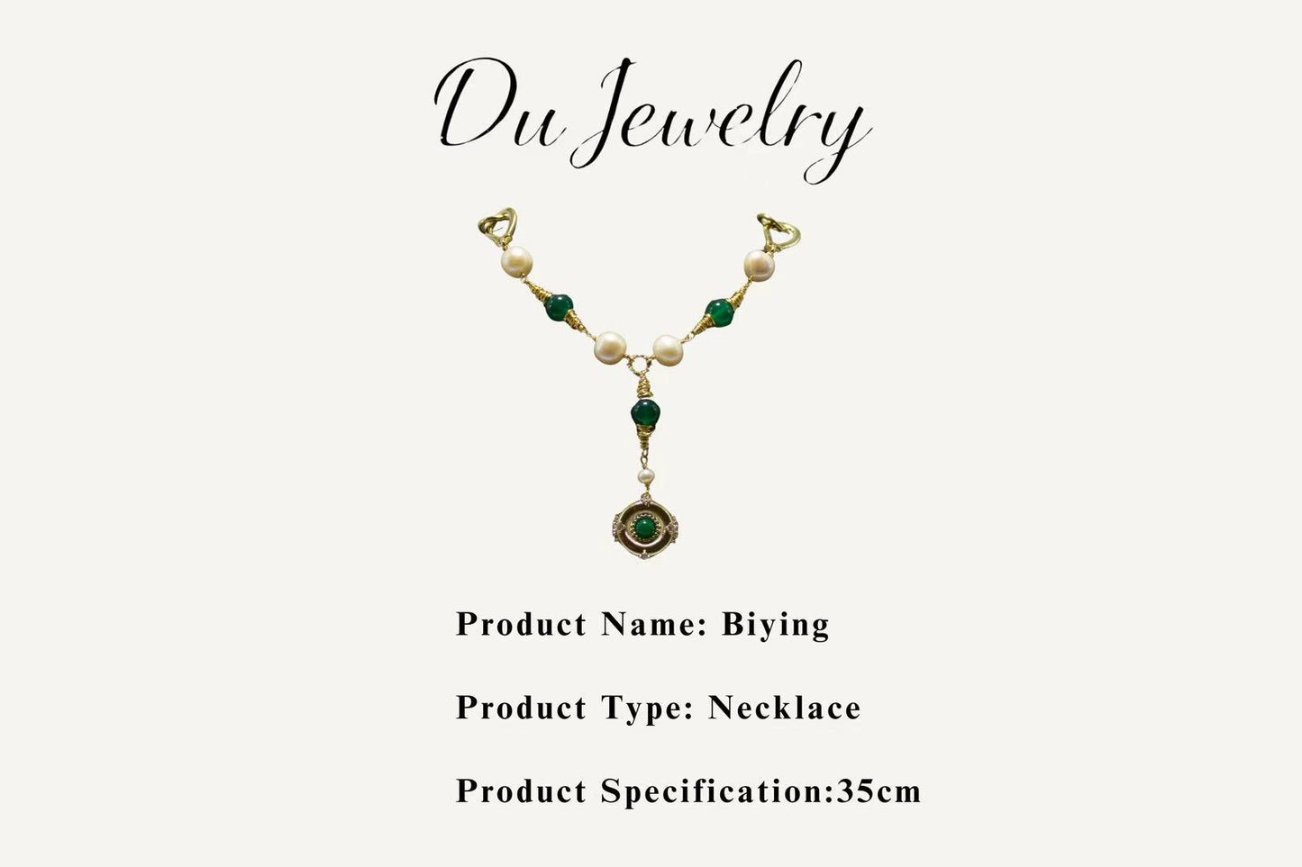 Bi Ying · Green Agate & Pearl Necklace