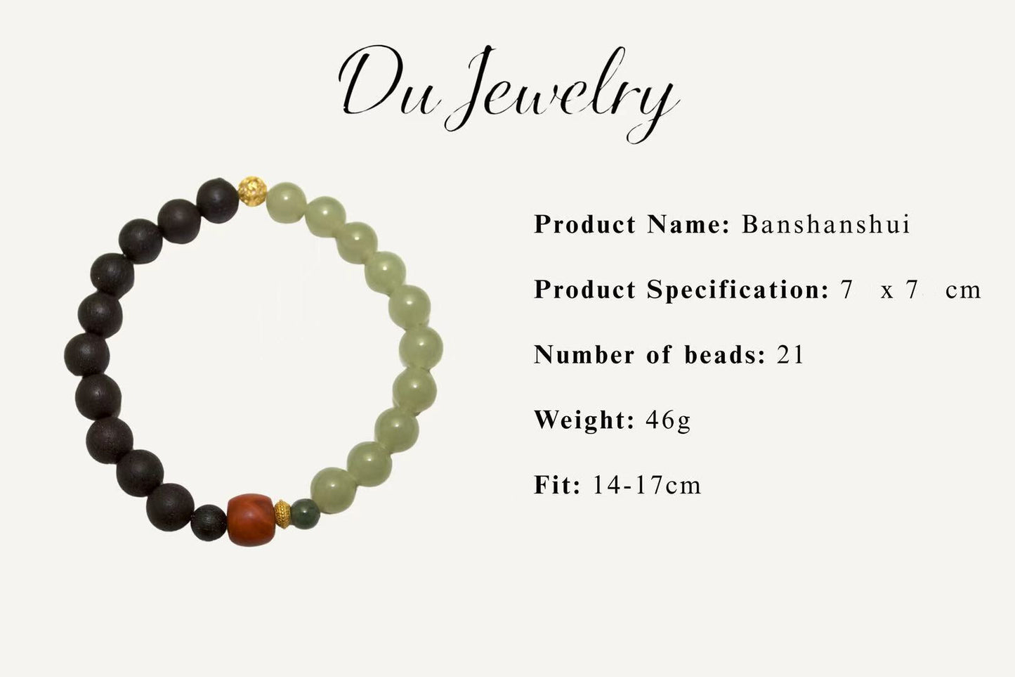 "BanShanShui" —  Harmony Beaded Bracelet with Hetian Jade, Nanhong Agate & Agarwood