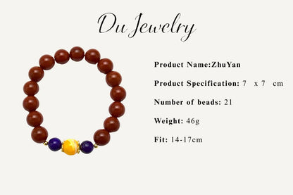 "ZhuYan" - Nanhong Agate, Lapis Lazuli & Pearl Shell Beaded Bracelet