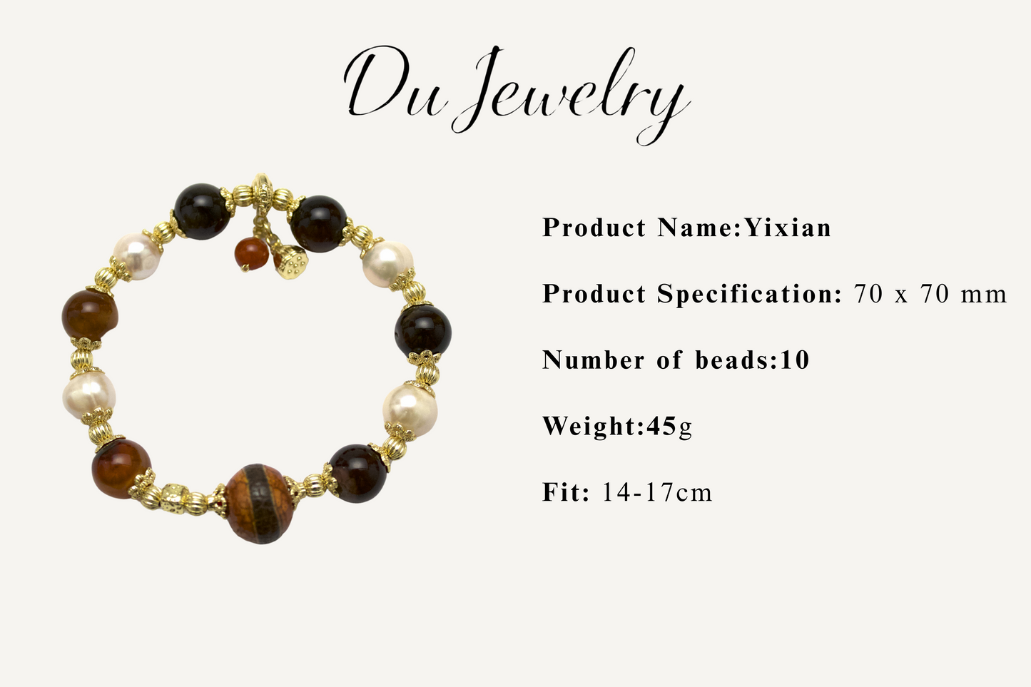 "Yixian" - Natural Agate, Single-line stone,Freshwater Pearl Bracelet
