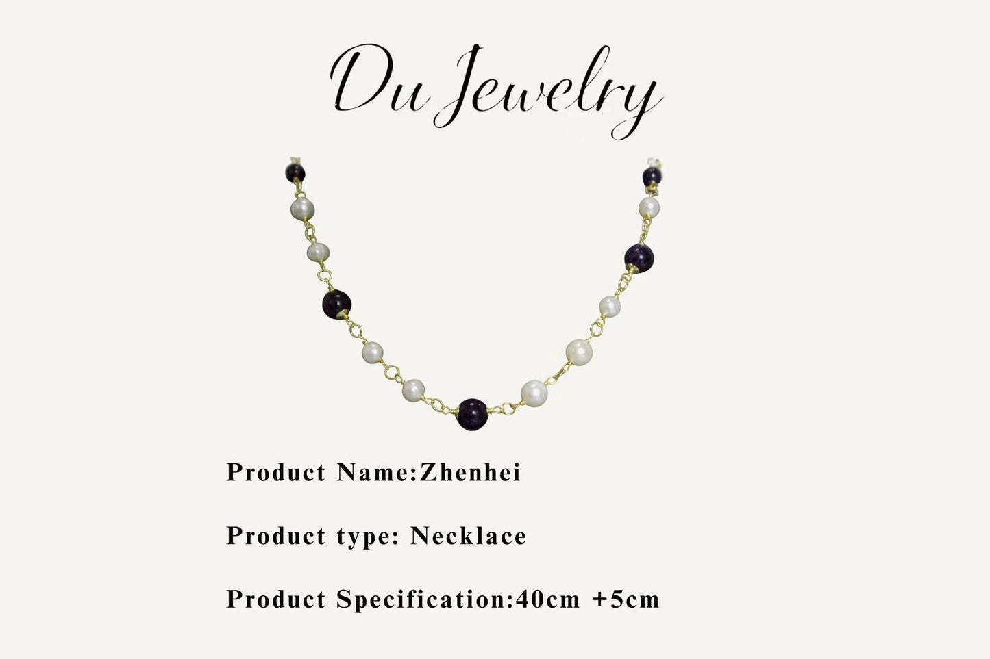 Zhenhei – Blue Goldstone (Synthetic Gemstone) & Baroque Pearl Necklace