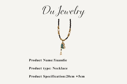 “Yuandie” – Butterfly Pendant Necklace with Pearl & Abalone
