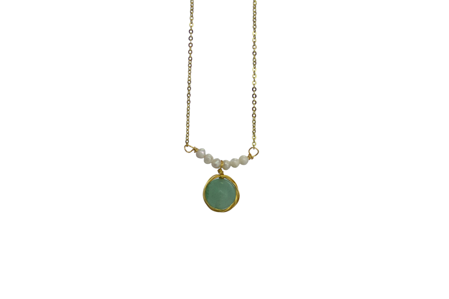 Yuelan – Green Agate & Pearl Drop Necklace