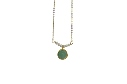 Yuelan – Green Agate & Pearl Drop Necklace
