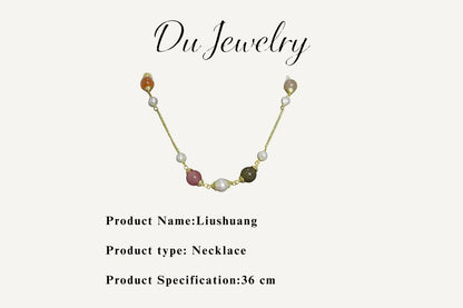 Liushuang – Banded Agate & Freshwater Pearl Necklace