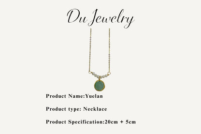 Yuelan – Green Agate & Pearl Drop Necklace