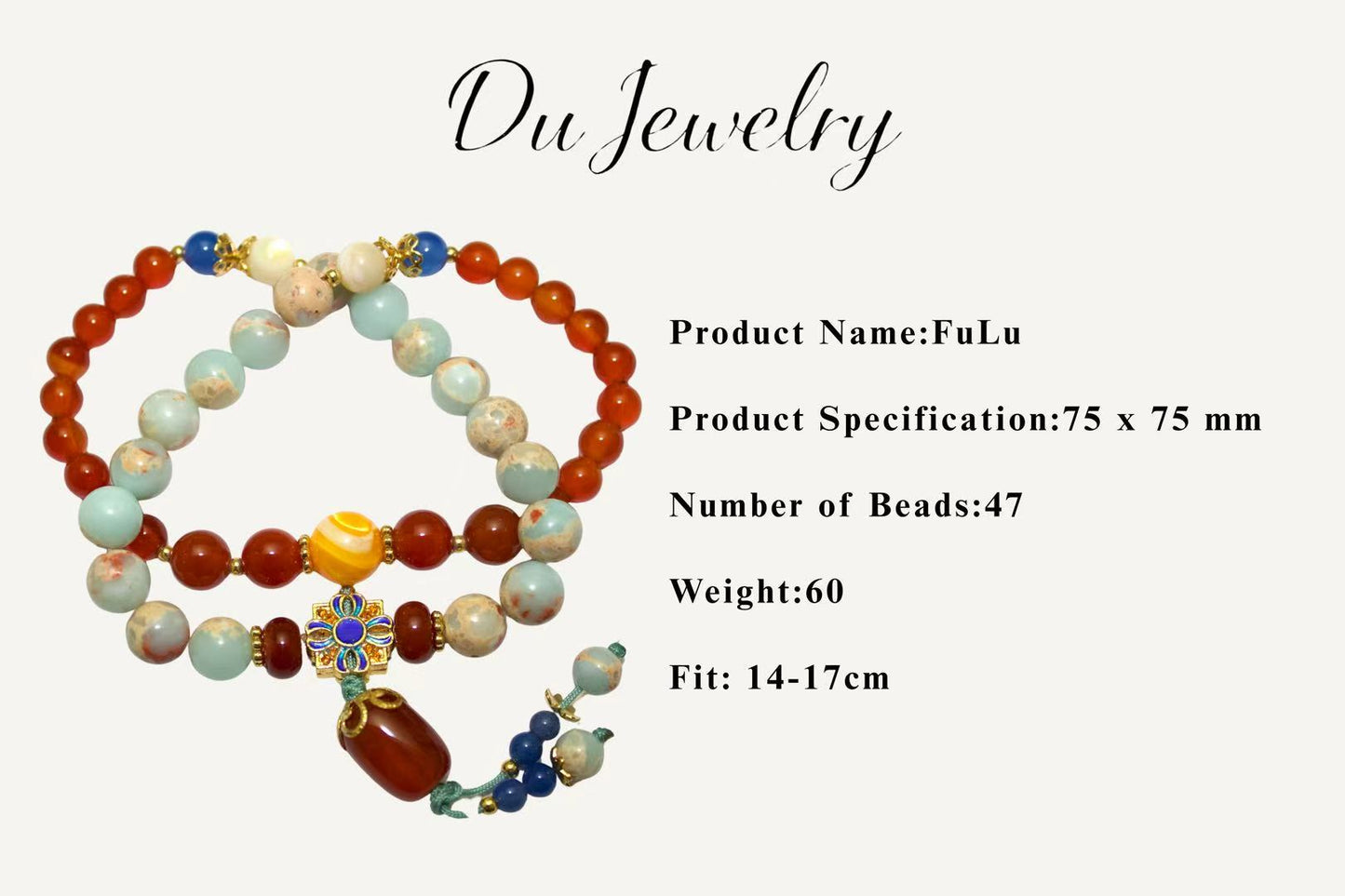 Fulu – Shoushan Stone & Agate Layered Bracelet